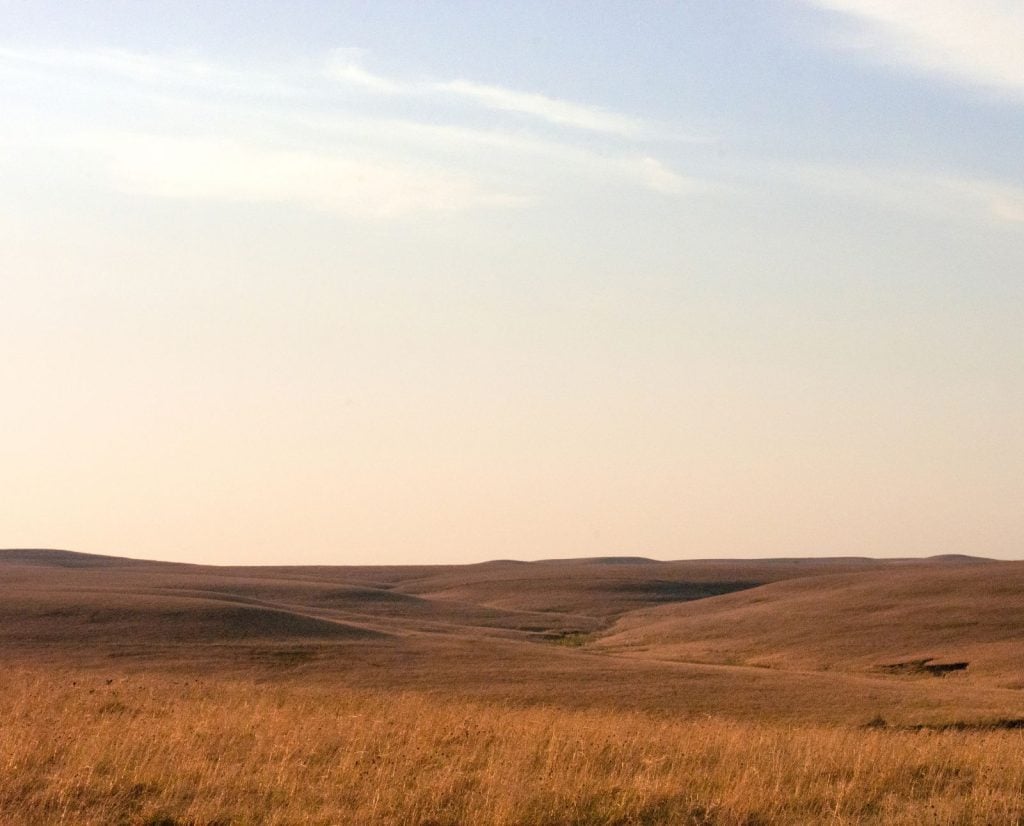 Grasses flowing over the rolling Kansas prairie.