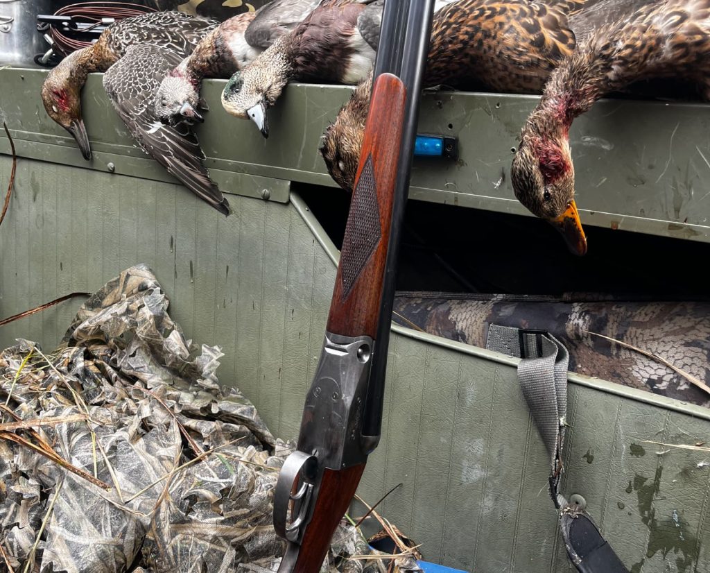 The author uses a vintage shotgun to hunt ducks.